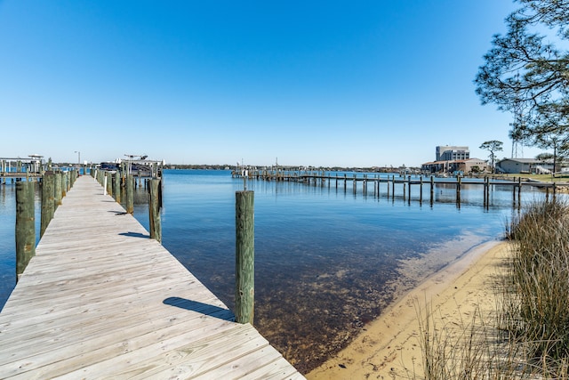 view of dock featuring a water view