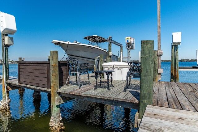 dock area featuring a water view