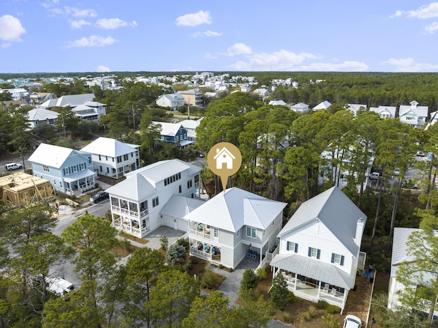 aerial view featuring a residential view