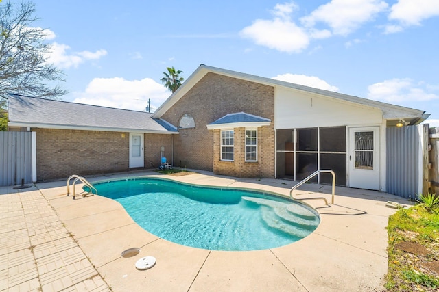 view of pool featuring a fenced in pool, a patio, and fence