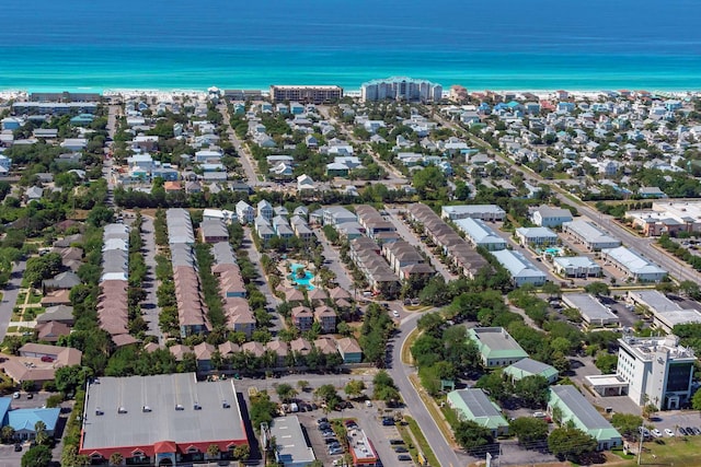 aerial view featuring a water view and a residential view