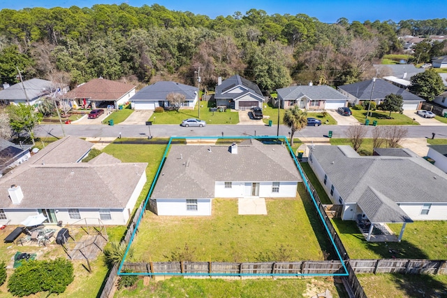 aerial view with a residential view