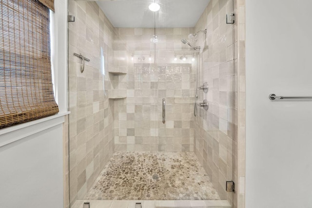 bathroom with a shower stall