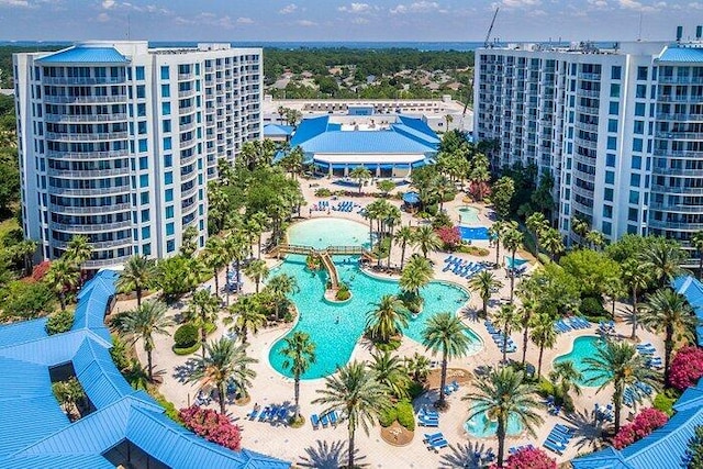 birds eye view of property featuring a view of city