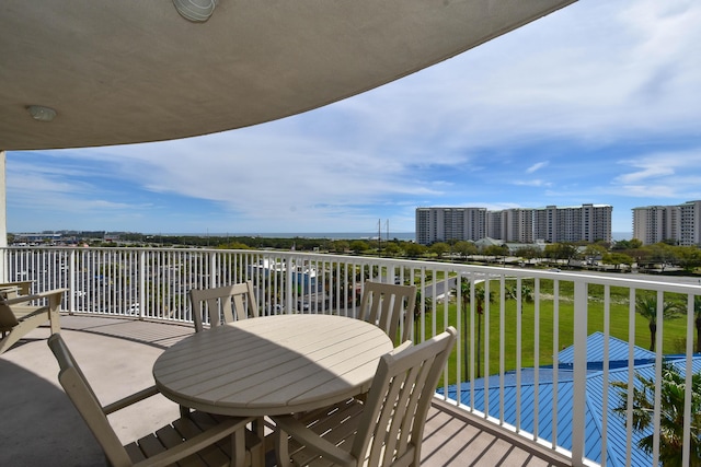 balcony with a view of city