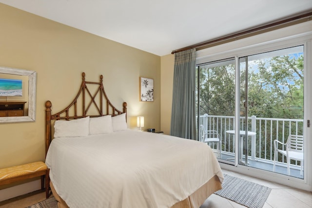 tiled bedroom with access to outside