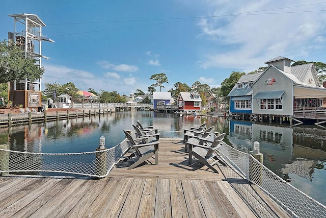 view of dock featuring a water view