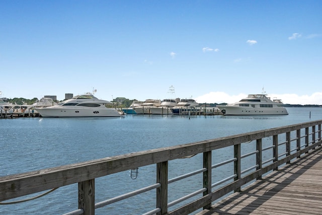 view of dock featuring a water view