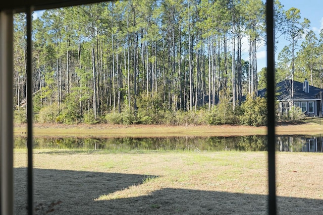 view of yard with a water view