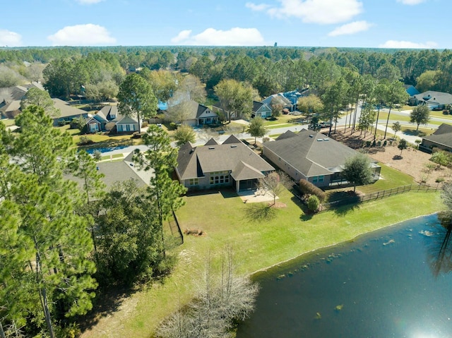 bird's eye view featuring a residential view and a view of trees