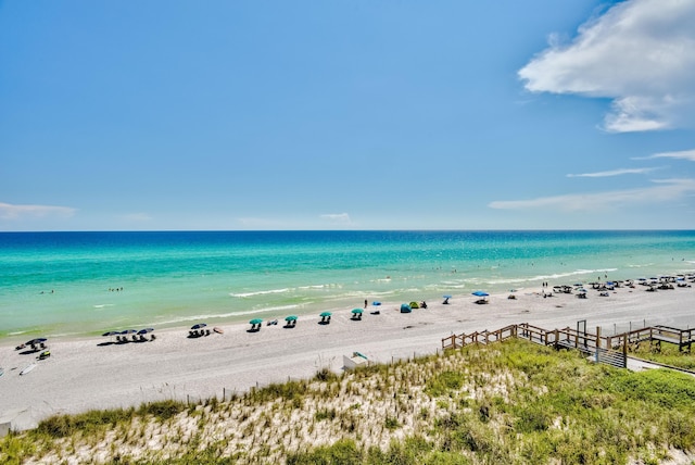 property view of water featuring a view of the beach