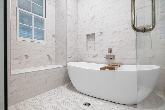 44 Thicket Cir, Santa Rosa Beach, FL 32459 - full bathroom featuring tile walls and a soaking tub