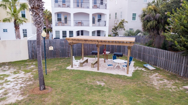 view of yard featuring a patio area and a fenced backyard