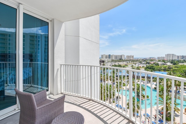 balcony with a view of city