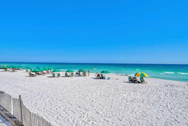 property view of water with a beach view