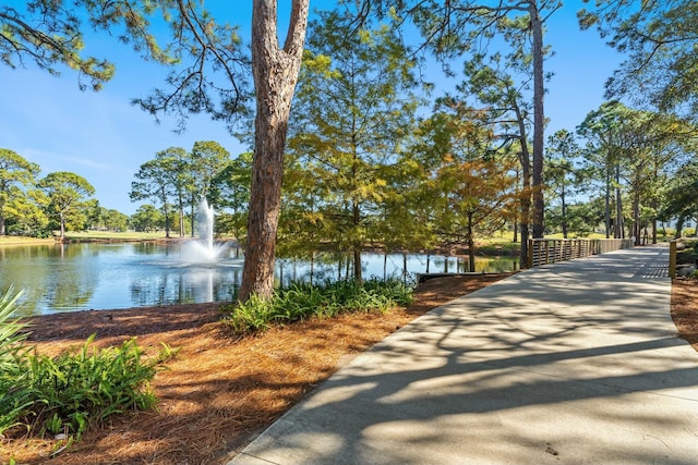 view of community featuring a water view