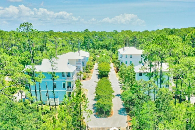 bird's eye view with a view of trees