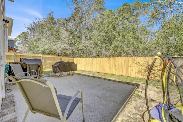 view of patio / terrace featuring area for grilling and a fenced backyard