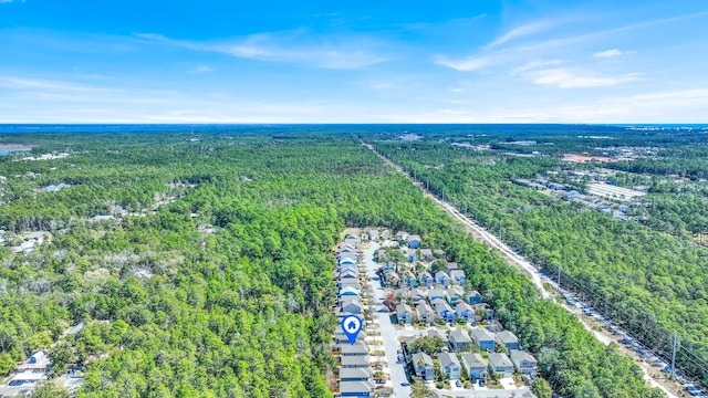 bird's eye view featuring a view of trees