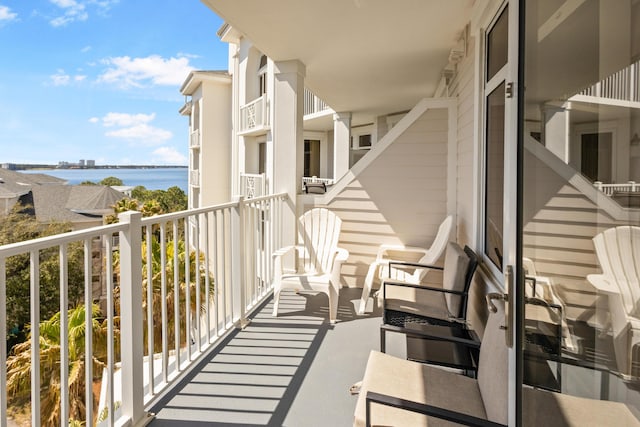 balcony with a water view