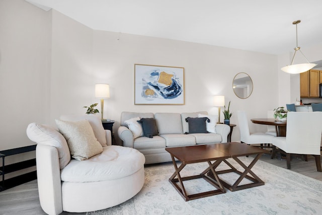 living room featuring light wood-type flooring