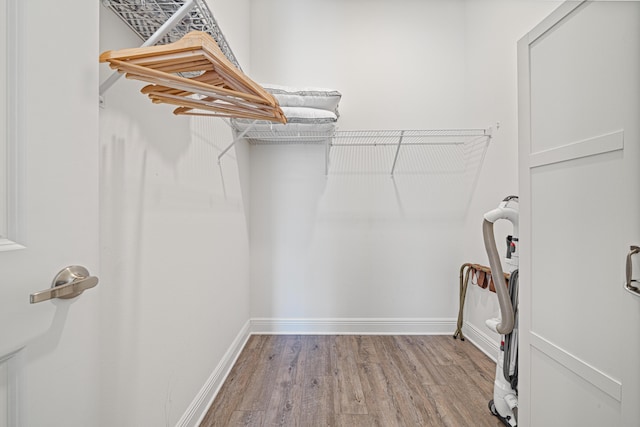 walk in closet featuring light wood-style flooring