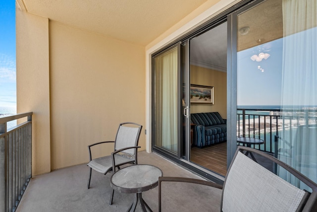 balcony with a water view