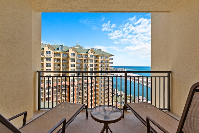 balcony with a water view