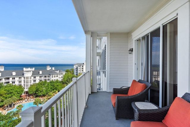 balcony with a water view