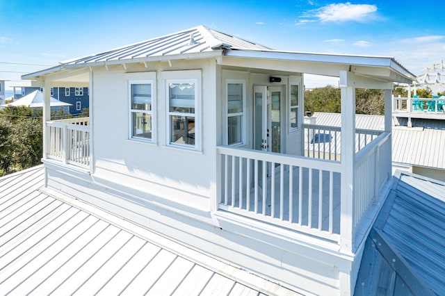 deck with an outdoor structure