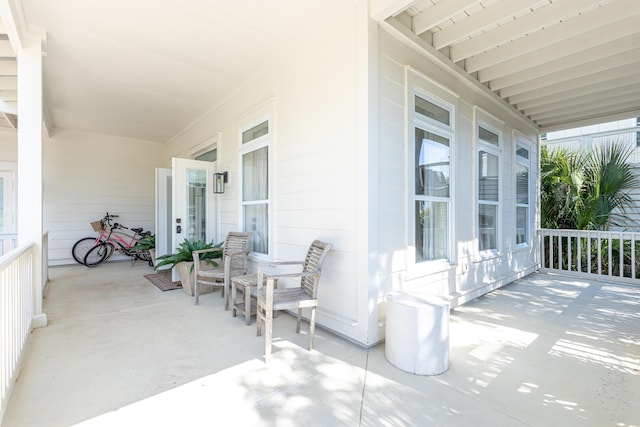 view of patio featuring covered porch