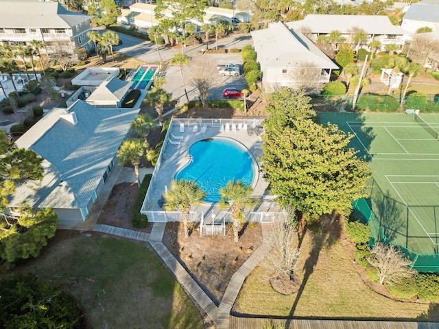 drone / aerial view featuring a residential view