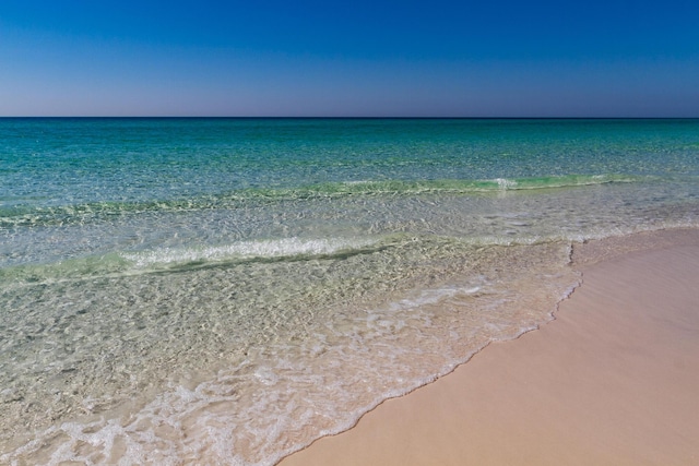 property view of water featuring a beach view