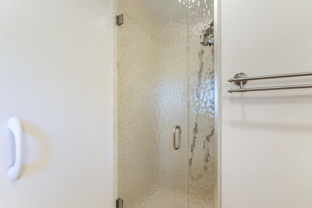 bathroom with a stall shower