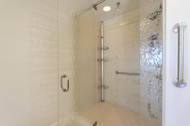 bathroom with a stall shower