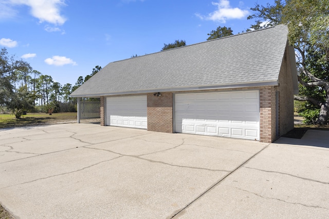 view of detached garage