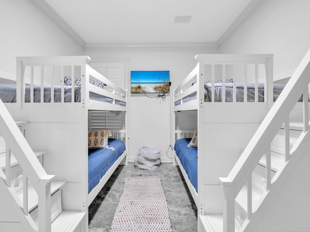 bedroom featuring ornamental molding