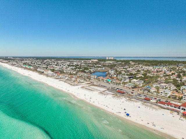 aerial view with a beach view and a water view