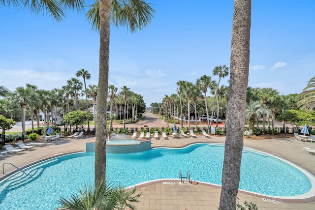 view of pool featuring a patio area