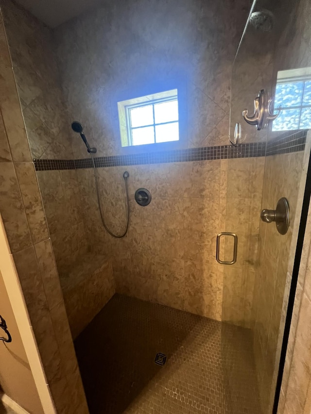 full bath with a shower stall