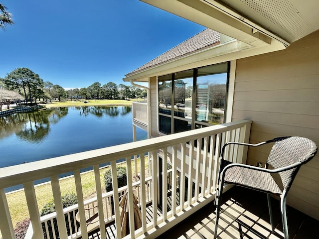 balcony with a water view