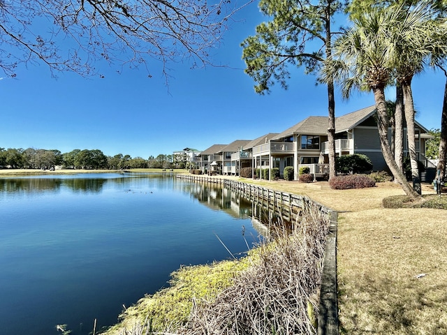 dock area featuring a water view