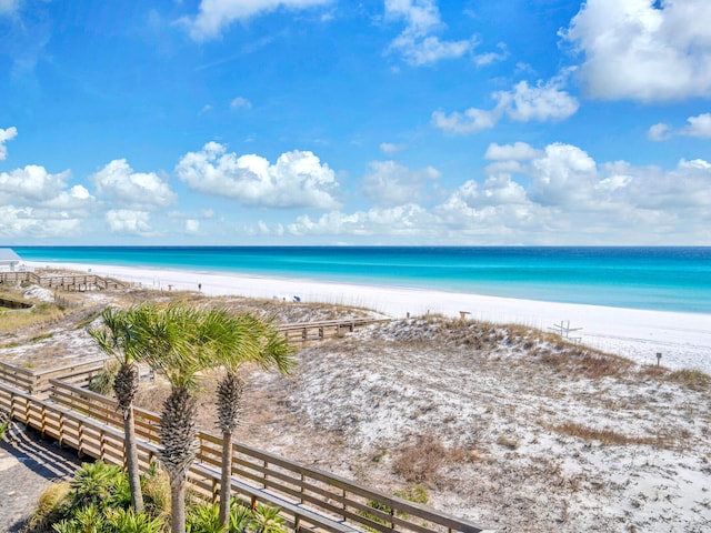 property view of water with a beach view