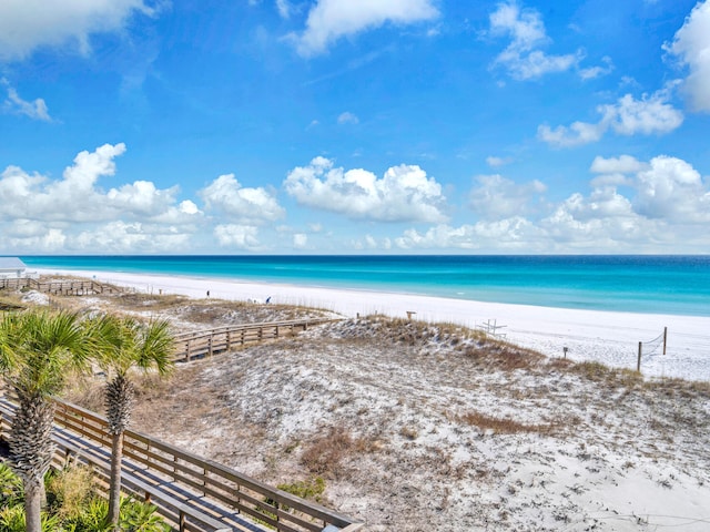 property view of water with a beach view