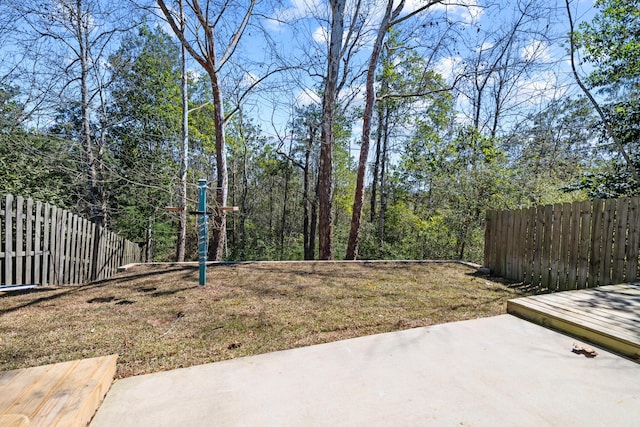 view of yard with a patio area and fence