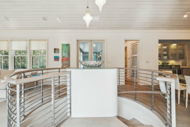 interior space with wood ceiling