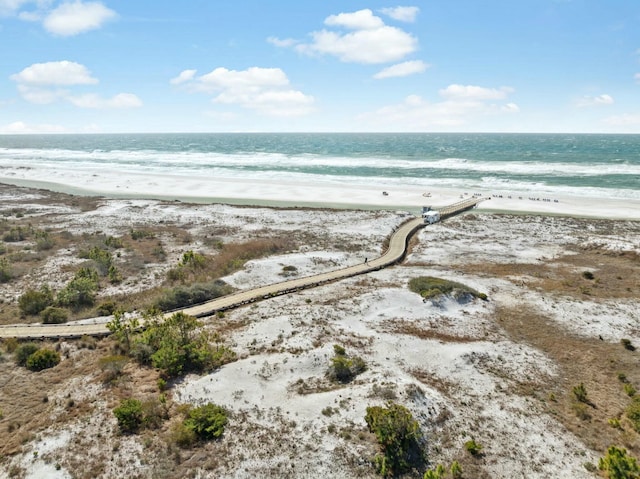 view of water feature with a view of the beach