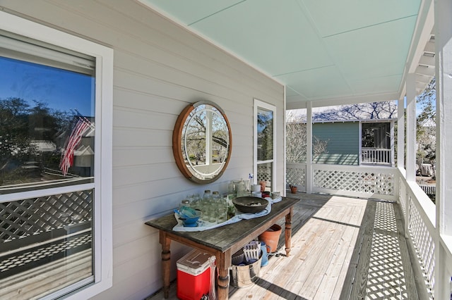 wooden deck with covered porch