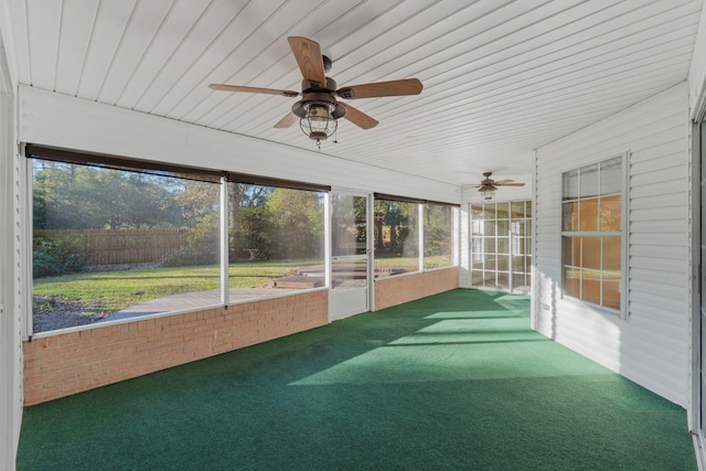 view of unfurnished sunroom