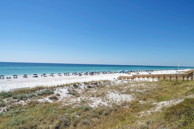 property view of water with a beach view